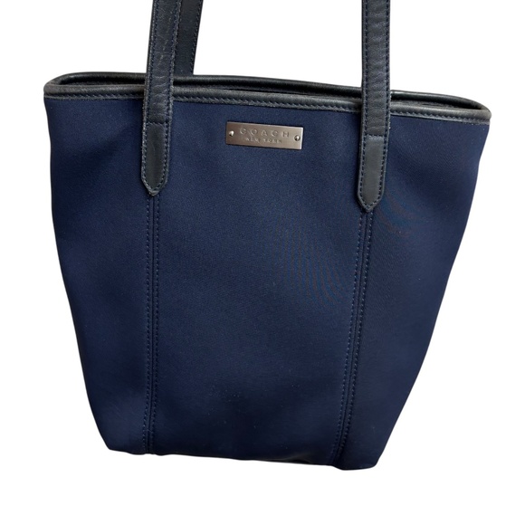 Coach 6201 vintage blue neoprene and leather tote shoulder bag made in Mexico - Picture 1 of 13